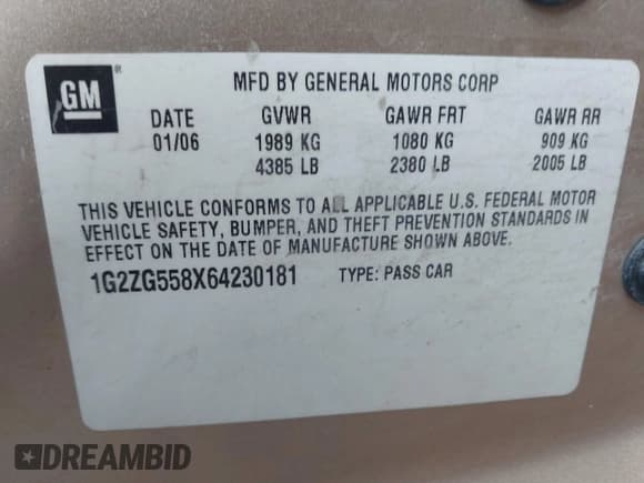 ✅ 2006 Pontiac G6 6-Cyl • VIN: 1G2ZG558X64230181 • Lot: 41360538. Wystawiony na IAAI z przebiegiem 151 186 mil. Bezpłatny archiwum sprzedaży aukcyjnych z USA i szczegółowy raport historii pojazdu na DreamBid. Zdjęcie 9.