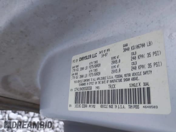 ✅ 2008 Dodge 1500 ST • VIN: 1D7HU18N28S535558 • Лот: 41139023. Опубликован ранее на IAAI с пробегом 172 920 миль. Бесплатный доступ к архиву аукционных продаж из США и подробный отчёт об истории автомобиля на DreamBid. Изображение 9.