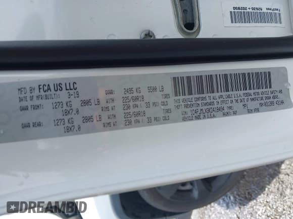 ✅ 2019 Jeep Cherokee Latitude Plus • VIN: 1C4PJMLX3KD418494 • Лот: 42763436. Опубликован ранее на IAAI с пробегом 112 006 миль. Бесплатный доступ к архиву аукционных продаж из США и подробный отчёт об истории автомобиля на DreamBid. Изображение 9.