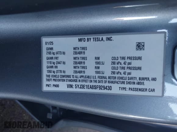 ✅ 2025 Tesla Model 3 Long Range • VIN: 5YJ3E1EA8SF929430 • Lot: 43504491. Wystawiony na IAAI z przebiegiem 11 035 mil. Bezpłatny archiwum sprzedaży aukcyjnych z USA i szczegółowy raport historii pojazdu na DreamBid. Zdjęcie 9.