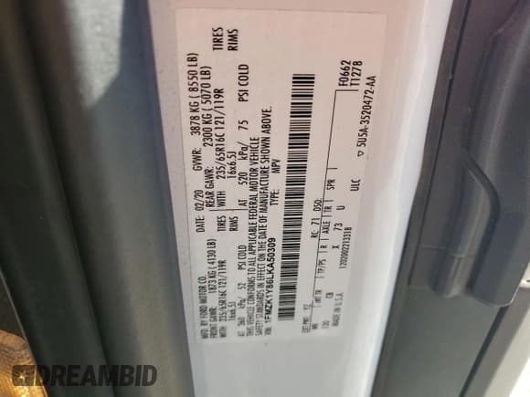 ✅ 2020 Ford Transit Passenger XL • VIN: 1FMZK1Y86LKA50309 • Лот: 75842834. Опубликован ранее на Copart с пробегом 78 110 миль. Бесплатный доступ к архиву аукционных продаж из США и подробный отчёт об истории автомобиля на DreamBid. Изображение 13.