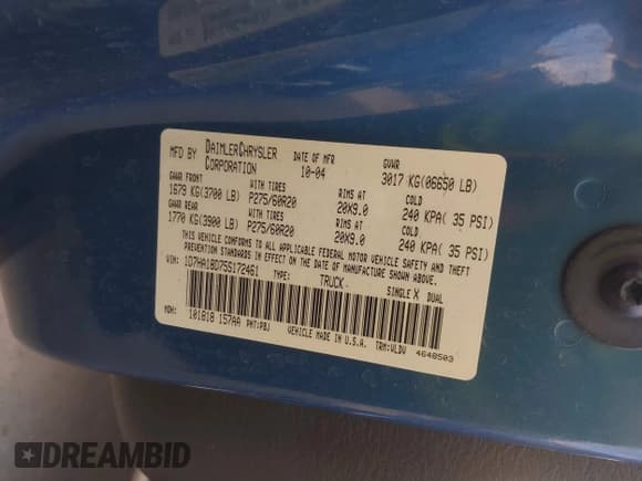 ✅ 2005 Dodge 1500 SLT • VIN: 1D7HA18D75S172461 • Lot: 43668351. Wystawiony na IAAI z przebiegiem 339 972 mil. Bezpłatny archiwum sprzedaży aukcyjnych z USA i szczegółowy raport historii pojazdu na DreamBid. Zdjęcie 9.