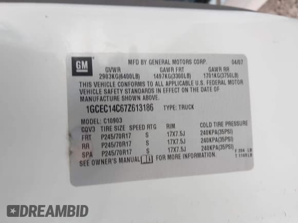 ✅ 2007 Chevrolet Silverado 1500 Work Truck • VIN: 1GCEC14C67Z613186 • Лот: 41751025. Опубликован ранее на IAAI с пробегом Не указан. Бесплатный доступ к архиву аукционных продаж из США и подробный отчёт об истории автомобиля на DreamBid. Изображение 9.