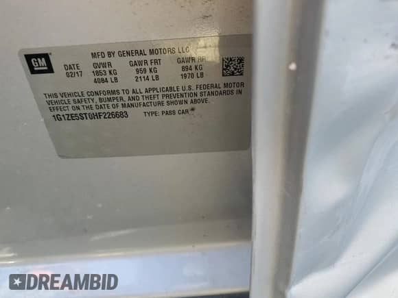 2017 Chevrolet Malibu LT z VIN 1G1ZE5ST0HF226683, wystawiony jako Copart lot #82119405 z przebiegiem 132 572 mil mil oraz Czysty tytuł • Clean title. Historia ofert i sprzedaży dostępna na DreamBid. Obrazek 12.