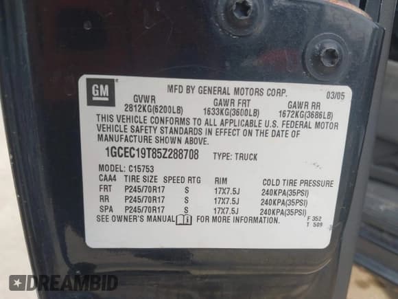 ✅ 2005 Chevrolet Silverado 1500 LT • VIN: 1GCEC19T85Z288708 • Лот: 42184655. Опубликован ранее на IAAI с пробегом 200 869 миль. Бесплатный доступ к архиву аукционных продаж из США и подробный отчёт об истории автомобиля на DreamBid. Изображение 9.