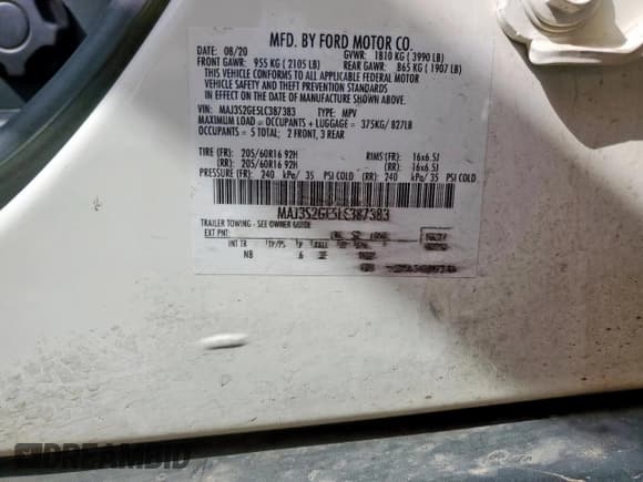 ✅ 2020 Ford EcoSport SE • VIN: MAJ3S2GE5LC387383 • Lot: 81462695. Wystawiony na Copart z przebiegiem 72 003 mil. Bezpłatny archiwum sprzedaży aukcyjnych z USA i szczegółowy raport historii pojazdu na DreamBid. Zdjęcie 13.