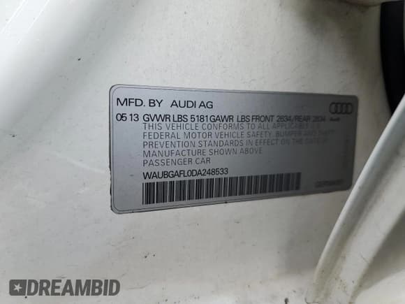 ✅ 2013 Audi S4 Premium Plus • VIN: WAUBGAFL0DA248533 • Лот: 82604055. Опубликован ранее на Copart с пробегом 90 670 миль. Бесплатный доступ к архиву аукционных продаж из США и подробный отчёт об истории автомобиля на DreamBid. Изображение 12.