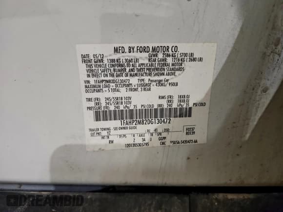 ✅ 2013 Ford Police Interceptor • VIN: 1FAHP2M82DG130472 • Lot: 96915135. Listed on Copart with 187,519 mi. Free auction sales archive from the USA and detailed vehicle history report at DreamBid. Image 12.