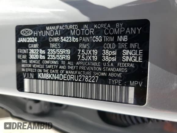 2024 Hyundai Ioniq 5 SEL z VIN KM8KN4DE0RU278227, wystawiony jako Copart lot #69939384 z przebiegiem 3 809 mil mil oraz Szkoda całkowita • Salvage title. Historia ofert i sprzedaży dostępna na DreamBid. Obrazek 12.