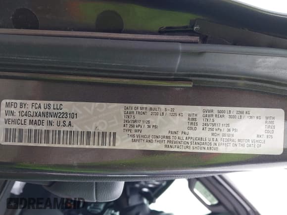 ✅ 2022 Jeep Wrangler Willys Sport • VIN: 1C4GJXAN8NW223101 • Lot: 42145620. Listed on IAAI with 42,831 mi. Free auction sales archive from the USA and detailed vehicle history report at DreamBid. Image 9.