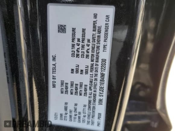 ✅ 2022 Tesla Model 3 Long Range • VIN: 5YJ3E1EB4NF122030 • Lot: 53525045. Wystawiony na Copart z przebiegiem 62 454 mil. Bezpłatny archiwum sprzedaży aukcyjnych z USA i szczegółowy raport historii pojazdu na DreamBid. Zdjęcie 13.