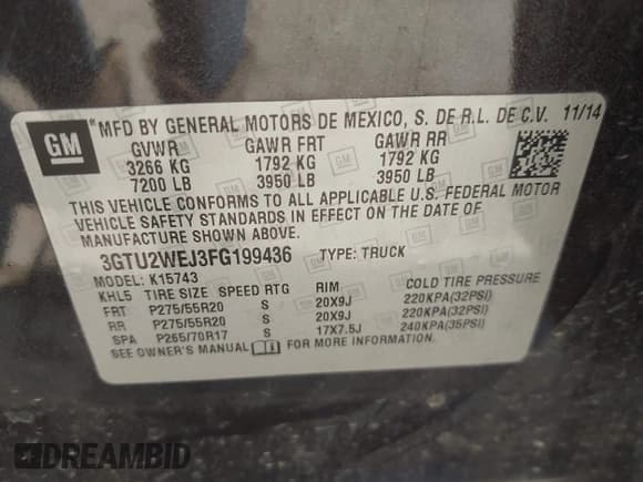 ✅ 2015 GMC Sierra 1500 Denali • VIN: 3GTU2WEJ3FG199436 • Lot: 43158752. Listed on IAAI with 109,949 mi. Free auction sales archive from the USA and detailed vehicle history report at DreamBid. Image 9.