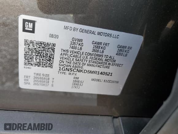 ✅ 2021 Chevrolet Tahoe LT • VIN: 1GNSCNKD5MR140521 • Lot: 80850985. Listed on Copart with 33,514 mi. Free auction sales archive from the USA and detailed vehicle history report at DreamBid. Image 13.