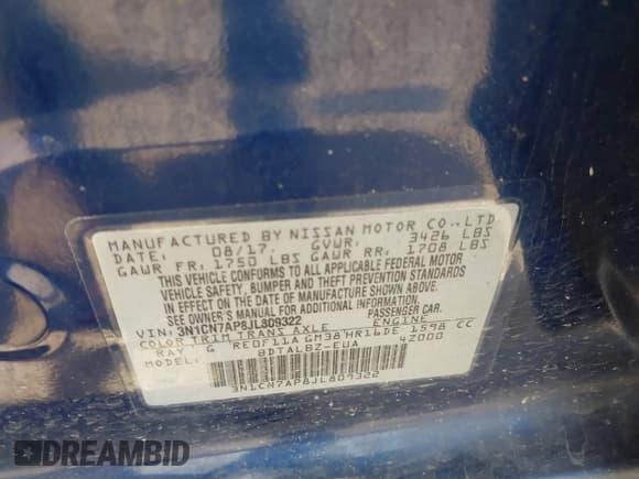 ✅ 2018 Nissan Versa SV • VIN: 3N1CN7AP8JL809322 • Lot: 42872541. Listed on IAAI with 131,016 mi. Free auction sales archive from the USA and detailed vehicle history report at DreamBid. Image 9.