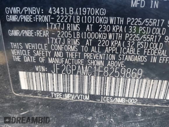 ✅ 2015 Subaru Crosstrek Limited • VIN: JF2GPAMC1F8259869 • Lot: 43033981. Wystawiony na IAAI z przebiegiem 183 874 mil. Bezpłatny archiwum sprzedaży aukcyjnych z USA i szczegółowy raport historii pojazdu na DreamBid. Zdjęcie 9.