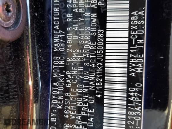 2018 Toyota Camry Hybrid XLE с VIN 4T1B21HKXJU500283, выставлен на аукционе Copart как лот 85726735 с пробегом 119 325 миль миль и Списание • Salvage title. История ставок и продаж доступна на DreamBid. Изображение 13.