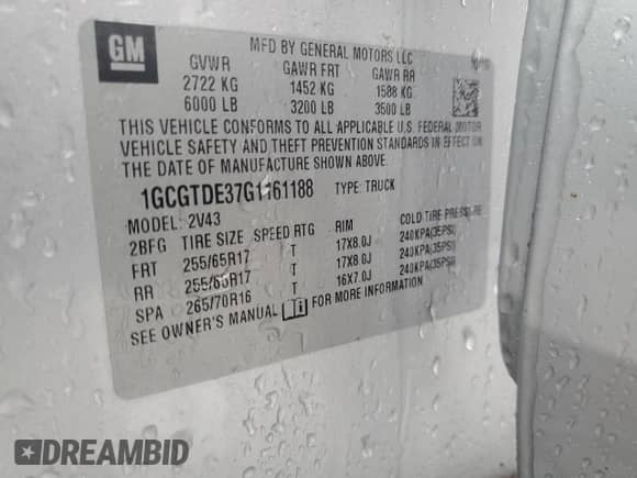 2016 Chevrolet Colorado 4WD Z71 z VIN 1GCGTDE37G1161188, wystawiony jako Copart lot #89892555 z przebiegiem 46 575 mil mil oraz Szkoda całkowita • Salvage title. Historia ofert i sprzedaży dostępna na DreamBid. Obrazek 12.