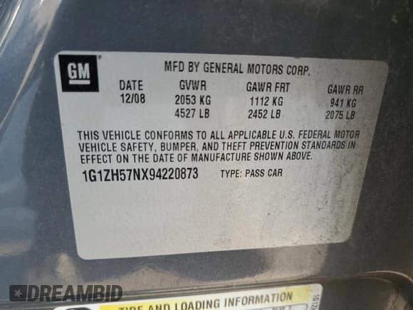 ✅ 2009 Chevrolet Malibu 1LT • VIN: 1G1ZH57NX94220873 • Lot: 87975135. Listed on Copart with 116,361 mi. Free auction sales archive from the USA and detailed vehicle history report at DreamBid. Image 13.