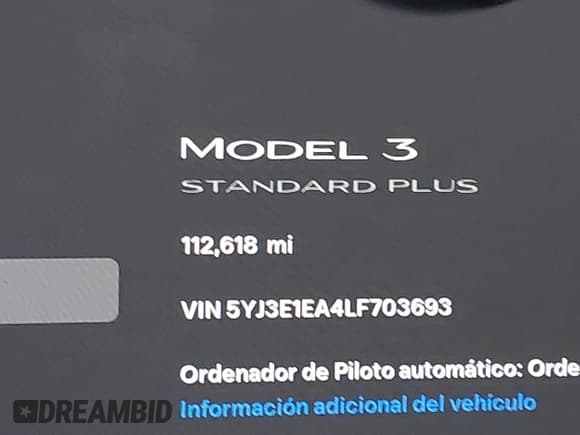 ✅ 2020 Tesla Model 3 Standard Range Plus • VIN: 5YJ3E1EA4LF703693 • Lot: 43496865. Wystawiony na IAAI z przebiegiem 112 618 mil. Bezpłatny archiwum sprzedaży aukcyjnych z USA i szczegółowy raport historii pojazdu na DreamBid. Zdjęcie 15.
