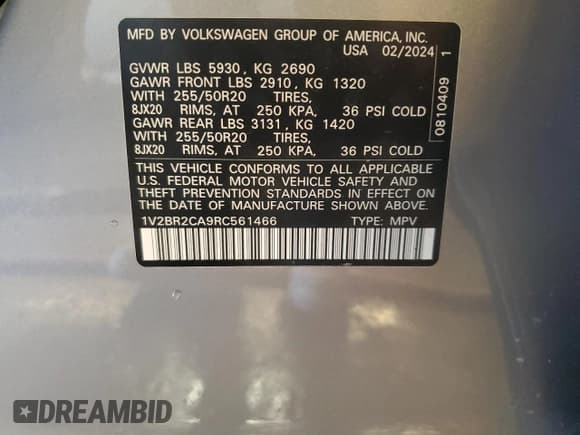 ✅ 2024 Volkswagen Atlas SEL • VIN: 1V2BR2CA9RC561466 • Lot: 81966225. Wystawiony na Copart z przebiegiem 2 867 mil. Bezpłatny archiwum sprzedaży aukcyjnych z USA i szczegółowy raport historii pojazdu na DreamBid. Zdjęcie 14.