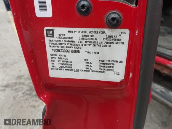 ✅ 2006 Chevrolet Silverado 2500HD LT3 • VIN: 1GCHK23D26F168025 • Лот: 43477023. Опубликован ранее на IAAI с пробегом 315 243 миль. Бесплатный доступ к архиву аукционных продаж из США и подробный отчёт об истории автомобиля на DreamBid. Изображение 9.