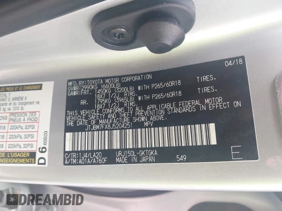 ✅ 2018 Lexus GX 460 Premium • VIN: JTJBM7FX8J5204251 • Lot: 43739027. Wystawiony na IAAI z przebiegiem 105 685 mil. Bezpłatny archiwum sprzedaży aukcyjnych z USA i szczegółowy raport historii pojazdu na DreamBid. Zdjęcie 9.