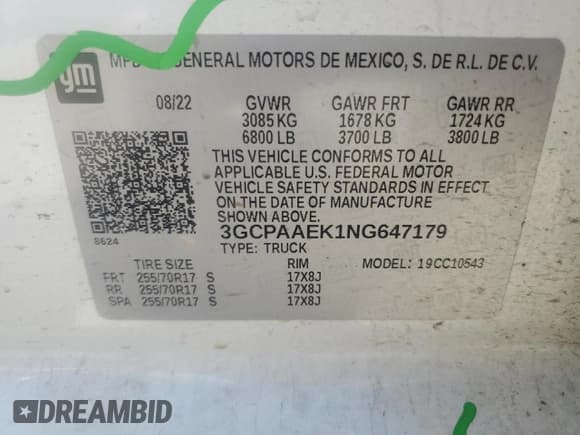 ✅ 2022 Chevrolet Silverado 1500 Work Truck • VIN: 3GCPAAEK1NG647179 • Lot: 59963564. Wystawiony na Copart z przebiegiem 15 204 mil. Bezpłatny archiwum sprzedaży aukcyjnych z USA i szczegółowy raport historii pojazdu na DreamBid. Zdjęcie 12.