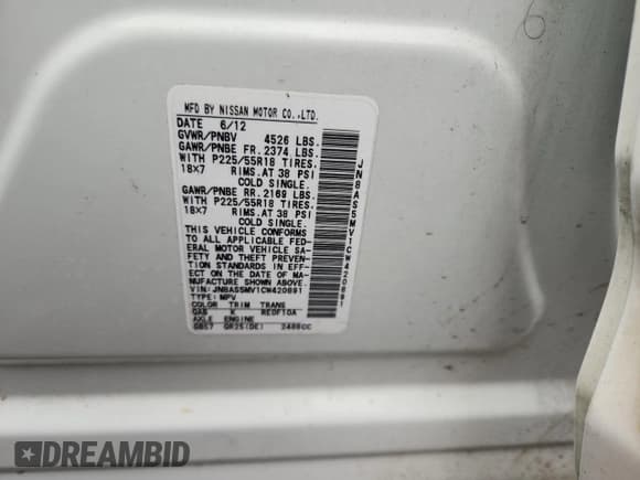 ✅ 2012 Nissan Rogue SV • VIN: JN8AS5MV1CW420891 • Лот: 91470475. Опубликован ранее на Copart с пробегом 207 057 миль. Бесплатный доступ к архиву аукционных продаж из США и подробный отчёт об истории автомобиля на DreamBid. Изображение 12.