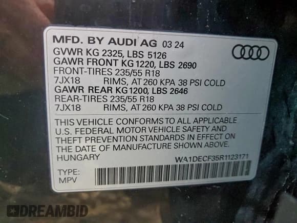 ✅ 2024 Audi Q3 S line Premium • VIN: WA1DECF35R1123171 • Lot: 94048225. Wystawiony na Copart z przebiegiem Nie podano. Bezpłatny archiwum sprzedaży aukcyjnych z USA i szczegółowy raport historii pojazdu na DreamBid. Zdjęcie 13.