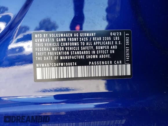 ✅ 2023 Volkswagen Golf R 20th Anniversary Edition • VIN: WVWAB7CD4PW190074 • Лот: 65254973. Опубликован ранее на Copart с пробегом 3 256 миль. Бесплатный доступ к архиву аукционных продаж из США и подробный отчёт об истории автомобиля на DreamBid. Изображение 13.