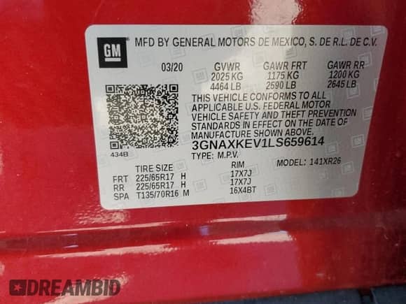 2020 Chevrolet Equinox LT с VIN 3GNAXKEV1LS659614, выставлен на аукционе Copart как лот 85128545 с пробегом 33 290 миль миль и Списание • Salvage title. История ставок и продаж доступна на DreamBid. Изображение 12.