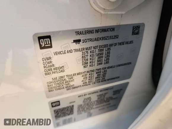 ✅ 2025 GMC Sierra 1500 Pro • VIN: 1GTRUAEK9SZ151252 • Лот: 80614365. Опубликован ранее на Copart с пробегом Не указан. Бесплатный доступ к архиву аукционных продаж из США и подробный отчёт об истории автомобиля на DreamBid. Изображение 12.