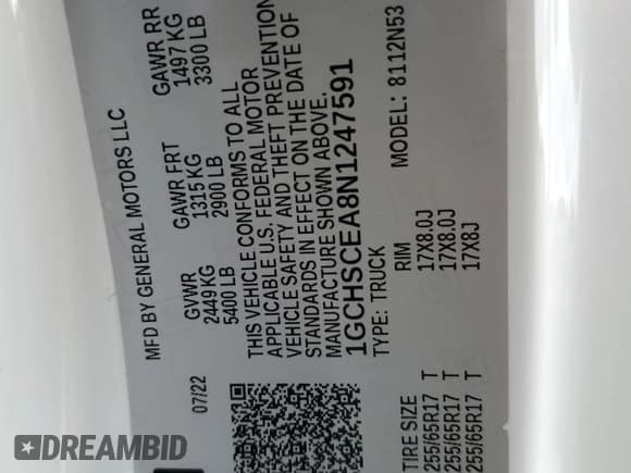 ✅ 2022 Chevrolet Colorado 2WD LT • VIN: 1GCHSCEA8N1247591 • Lot: 67939765. Listed on Copart with 32,623 mi. Free auction sales archive from the USA and detailed vehicle history report at DreamBid. Image 13.