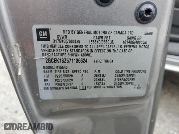 ✅ 2007 Chevrolet Silverado 1500 LT1 • VIN: 2GCEK13Z571136624 • Lot: 74473274. Listed on Copart with 171,820 mi. Free auction sales archive from the USA and detailed vehicle history report at DreamBid. Image 12.