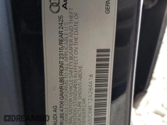 ✅ 2002 Audi A4 1.8T • VIN: WAUVC68E12A264418 • Lot: 76584164. Wystawiony na Copart z przebiegiem Nie podano. Bezpłatny archiwum sprzedaży aukcyjnych z USA i szczegółowy raport historii pojazdu na DreamBid. Zdjęcie 14.