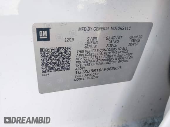 2020 Chevrolet Malibu LT с VIN 1G1ZD5ST8LF066550, выставлен на аукционе IAAI как лот 43602108 с пробегом Не указан миль и . История ставок и продаж доступна на DreamBid. Изображение 9.