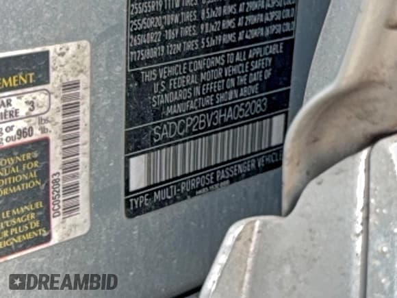 ✅ 2017 Jaguar F-Pace • VIN: SADCP2BV3HA052083 • Lot: 96541525. Listed on Copart with 142,300 mi. Free auction sales archive from the USA and detailed vehicle history report at DreamBid. Image 13.