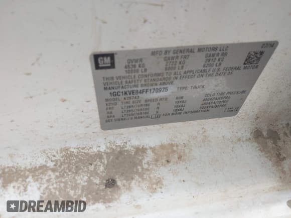 ✅ 2015 Chevrolet Silverado 2500HD LT • VIN: 1GC1KVE84FF170975 • Lot: 43166213. Listed on IAAI with 197,747 mi. Free auction sales archive from the USA and detailed vehicle history report at DreamBid. Image 9.