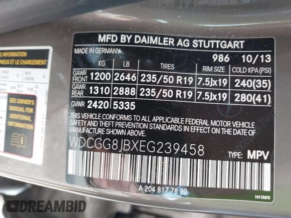 ✅ 2014 Mercedes-Benz GLK 350 • VIN: WDCGG8JBXEG239458 • Лот: 42700098. Опубликован ранее на IAAI с пробегом 57 131 миль. Бесплатный доступ к архиву аукционных продаж из США и подробный отчёт об истории автомобиля на DreamBid. Изображение 9.