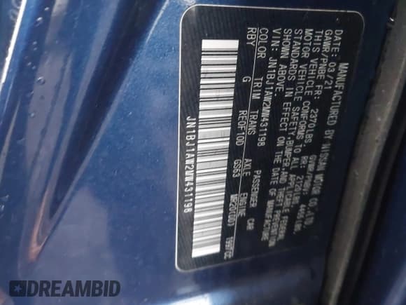 ✅ 2021 Nissan Rogue S • VIN: JN1BJ1AW2MW431198 • Лот: 43619815. Опубликован ранее на IAAI с пробегом 43 739 миль. Бесплатный доступ к архиву аукционных продаж из США и подробный отчёт об истории автомобиля на DreamBid. Изображение 9.