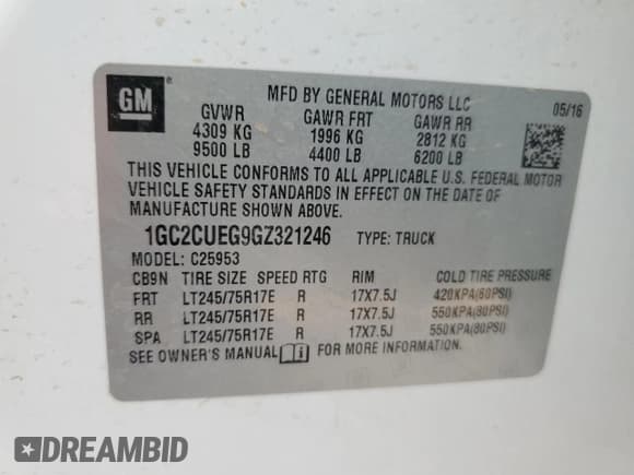 ✅ 2016 Chevrolet Silverado 2500HD Work Truck • VIN: 1GC2CUEG9GZ321246 • Lot: 70846235. Wystawiony na Copart z przebiegiem 118 728 mil. Bezpłatny archiwum sprzedaży aukcyjnych z USA i szczegółowy raport historii pojazdu na DreamBid. Zdjęcie 12.