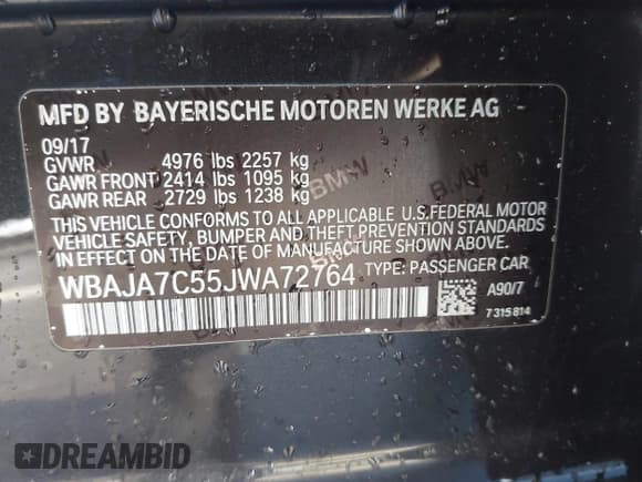 ✅ 2018 BMW 5 Series 530i xDrive • VIN: WBAJA7C55JWA72764 • Лот: 43375739. Опубликован ранее на IAAI с пробегом 108 821 миль. Бесплатный доступ к архиву аукционных продаж из США и подробный отчёт об истории автомобиля на DreamBid. Изображение 9.