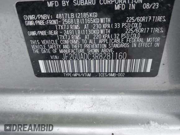 ✅ 2024 Subaru Crosstrek Premium • VIN: JF2GUADC3R8281160 • Лот: 43908603. Опубликован ранее на IAAI с пробегом 11 226 миль. Бесплатный доступ к архиву аукционных продаж из США и подробный отчёт об истории автомобиля на DreamBid. Изображение 9.