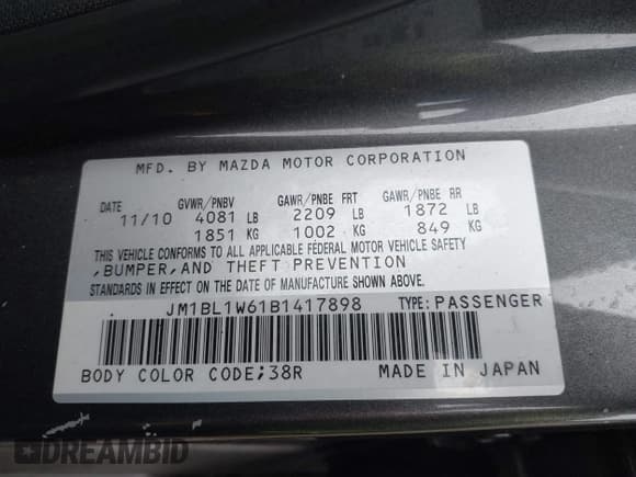 ✅ 2011 Mazda 3 S Grand Touring • VIN: JM1BL1W61B1417898 • Lot: 41910660. Wystawiony na IAAI z przebiegiem 134 973 mil. Bezpłatny archiwum sprzedaży aukcyjnych z USA i szczegółowy raport historii pojazdu na DreamBid. Zdjęcie 9.
