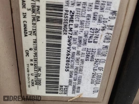 ✅ 1997 Mercury Grand Marquis LS • VIN: 2MELM75W9VX628055 • Лот: 84953554. Опубликован ранее на Copart с пробегом 109 798 миль. Бесплатный доступ к архиву аукционных продаж из США и подробный отчёт об истории автомобиля на DreamBid. Изображение 12.