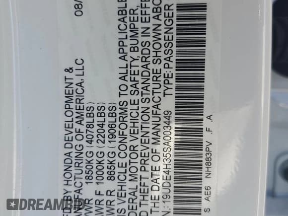 ✅ 2025 Acura Integra w/A-Spec Package • VIN: 19UDE4H35SA003449 • Lot: 57907185. Listed on Copart with 8,788 mi. Free auction sales archive from the USA and detailed vehicle history report at DreamBid. Image 13.