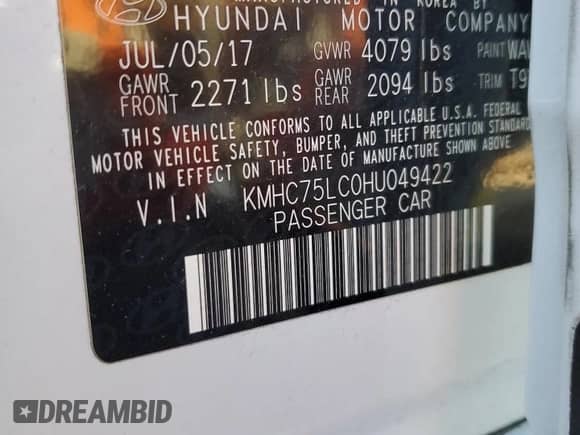 2017 Hyundai Ioniq SEL с VIN KMHC75LC0HU049422, выставлен на аукционе Copart как лот 91028445 с пробегом 279 921 миль миль и Списание • Salvage title. История ставок и продаж доступна на DreamBid. Изображение 12.
