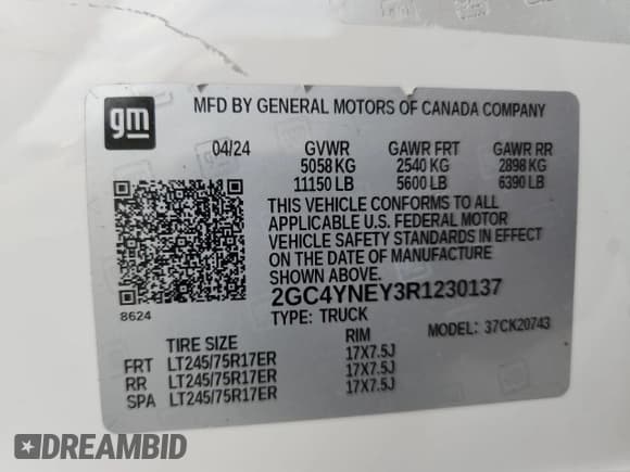 ✅ 2024 Chevrolet Silverado 2500HD LT • VIN: 2GC4YNEY3R1230137 • Лот: 87066945. Опубликован ранее на Copart с пробегом 51 954 миль. Бесплатный доступ к архиву аукционных продаж из США и подробный отчёт об истории автомобиля на DreamBid. Изображение 12.