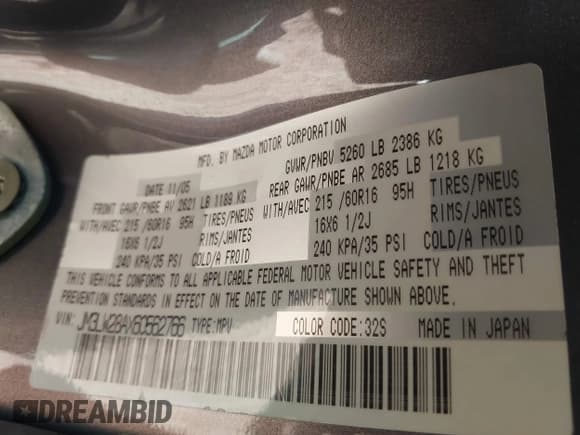 ✅ 2006 Mazda MPV LX • VIN: JM3LW28AX60562766 • Lot: 43387014. Wystawiony na IAAI z przebiegiem 161 934 mil. Bezpłatny archiwum sprzedaży aukcyjnych z USA i szczegółowy raport historii pojazdu na DreamBid. Zdjęcie 9.