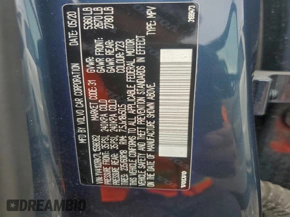 ✅ 2020 Volvo XC60 Momentum • VIN: YV4102RK7L1598362 • Lot: 96619685. Wystawiony na Copart z przebiegiem 51 146 mil. Bezpłatny archiwum sprzedaży aukcyjnych z USA i szczegółowy raport historii pojazdu na DreamBid. Zdjęcie 14.